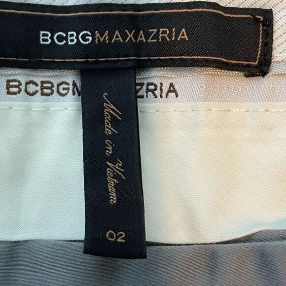 BCBG Maxazria Trousers Gray Cotton Knit Hi-Rise Straight Leg Dress Pants 2 - Picture 3 of 6